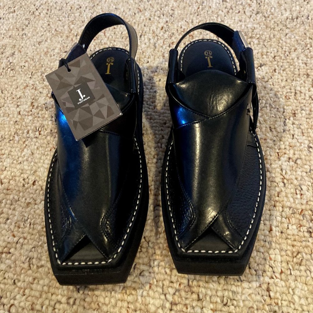 J. Black Men’s Leather Peshawari Sandals - Black